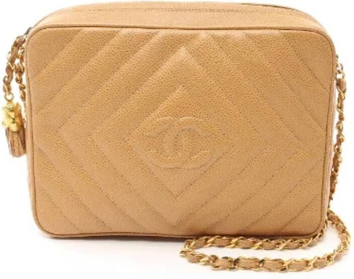 Chanel Vintage Pre-owned Leather chanel-bags Beige Dames