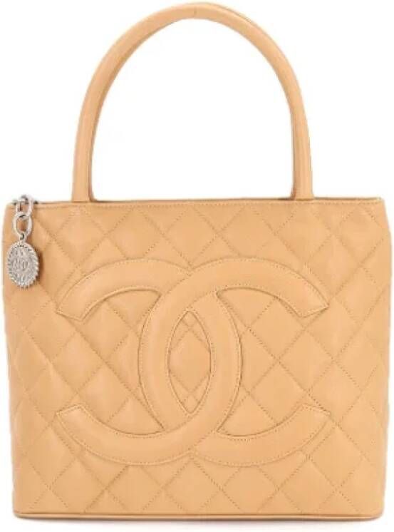 Chanel Vintage Pre-owned Leather chanel-bags Beige Dames