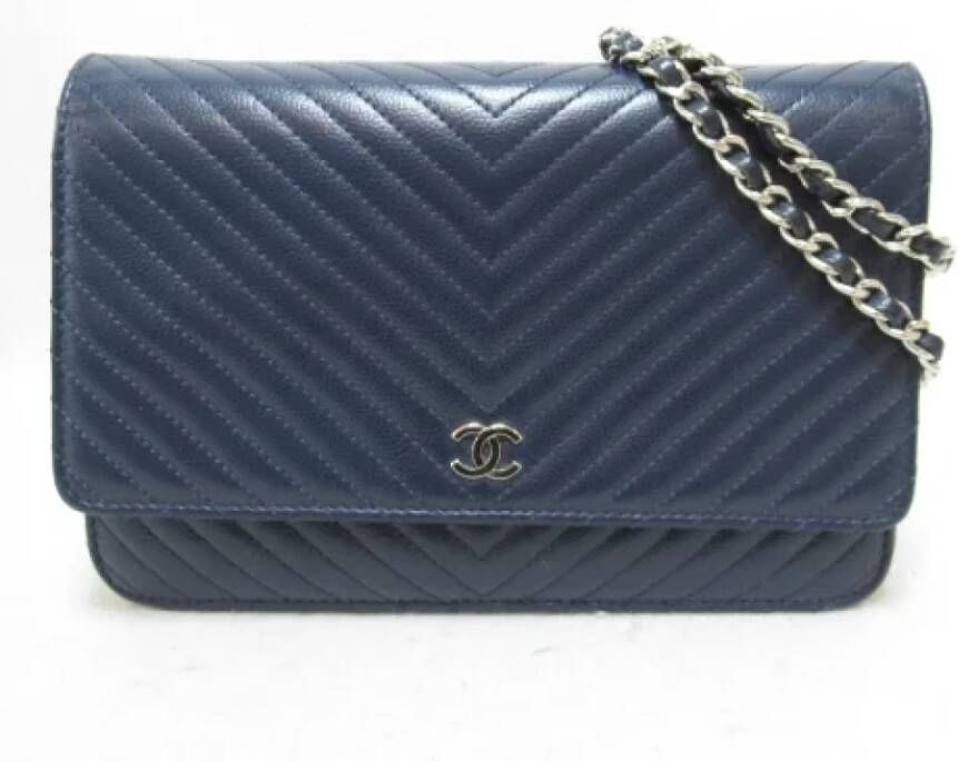 Chanel Vintage Pre-owned Leather chanel-bags Blauw Dames