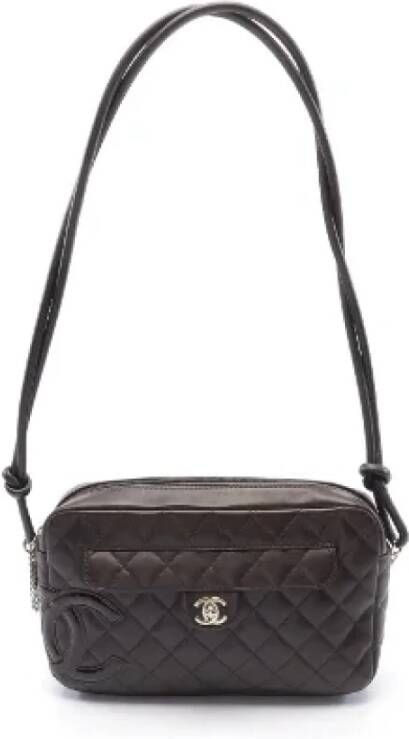 Chanel Vintage Pre-owned Leather chanel-bags Bruin Dames