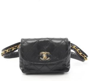 Chanel Vintage Pre-owned Leather chanel-bags Zwart Dames
