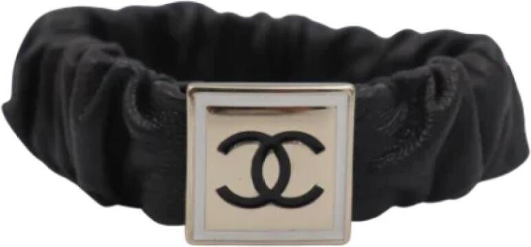 Chanel Vintage Pre-owned Leather hair-accessories Zwart Dames