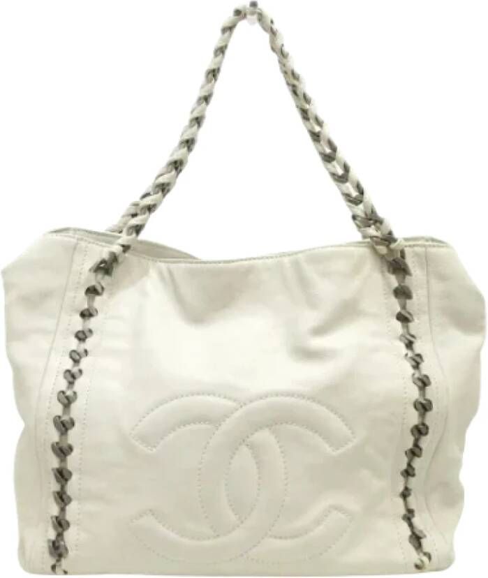 Chanel Vintage Pre-owned Leather totes Beige Dames