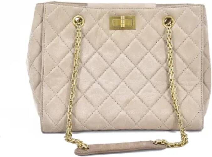 Chanel Vintage Pre-owned Leather totes Beige Dames