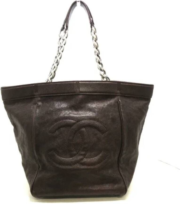 Chanel Vintage Pre-owned Leather totes Bruin Dames