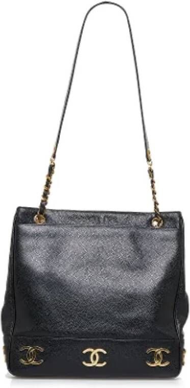 Chanel Vintage Pre-owned Leather totes Zwart Dames