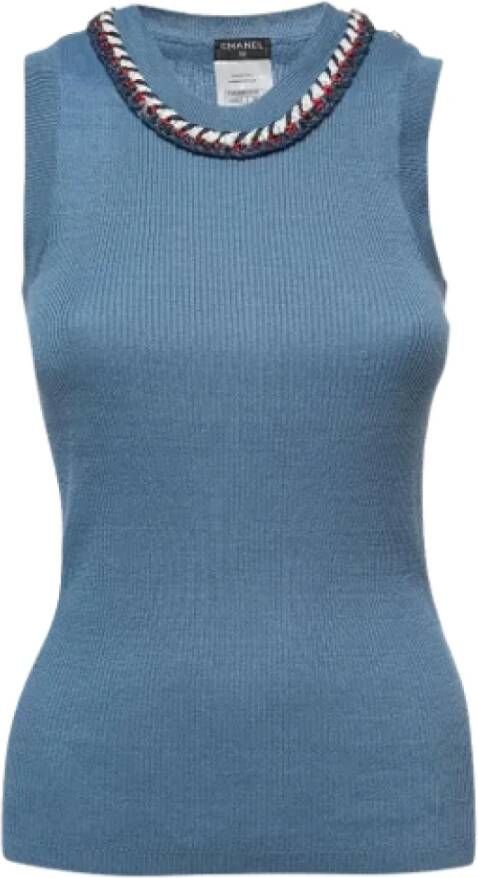 Chanel Vintage Pre-owned Linen tops Blauw Dames