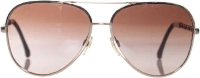 Chanel Vintage Pre-owned Metal sunglasses Bruin Dames