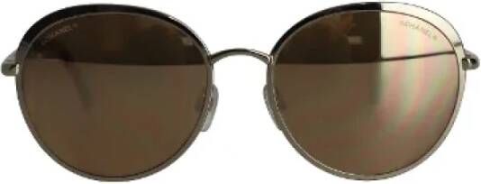 Chanel Vintage Pre-owned Metal sunglasses Geel Dames