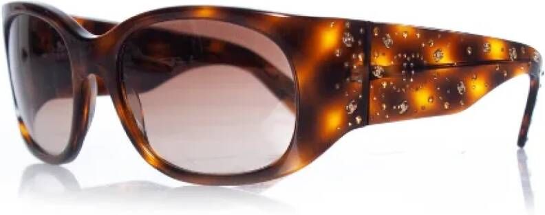 Chanel Vintage Pre-owned Plastic sunglasses Bruin Dames