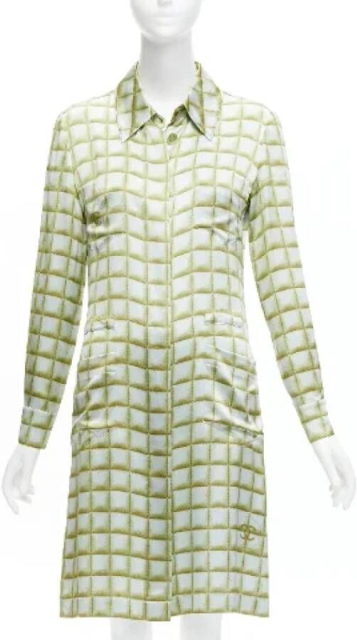 Chanel Vintage Pre-owned Silk dresses Groen Dames