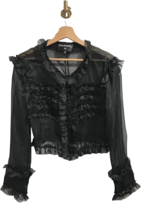 Chanel Vintage Pre-owned Silk outerwear Zwart Dames