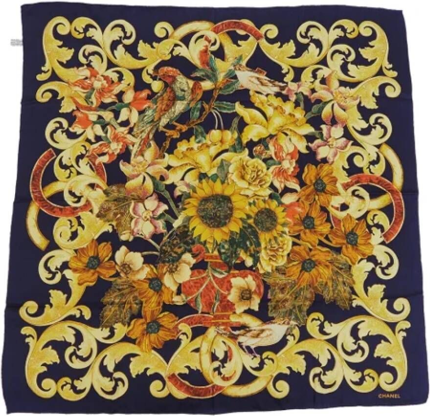 Chanel Vintage Pre-owned Silk scarves Blauw Dames