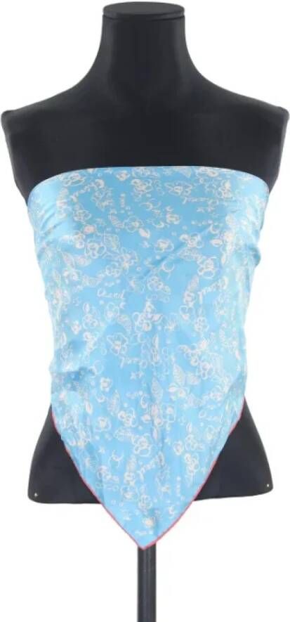 Chanel Vintage Pre-owned Silk scarves Blauw Dames