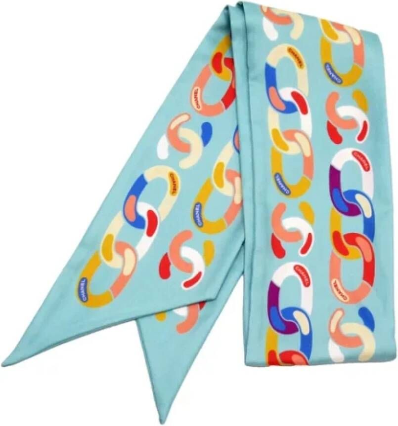 Chanel Vintage Pre-owned Silk scarves Blauw Dames
