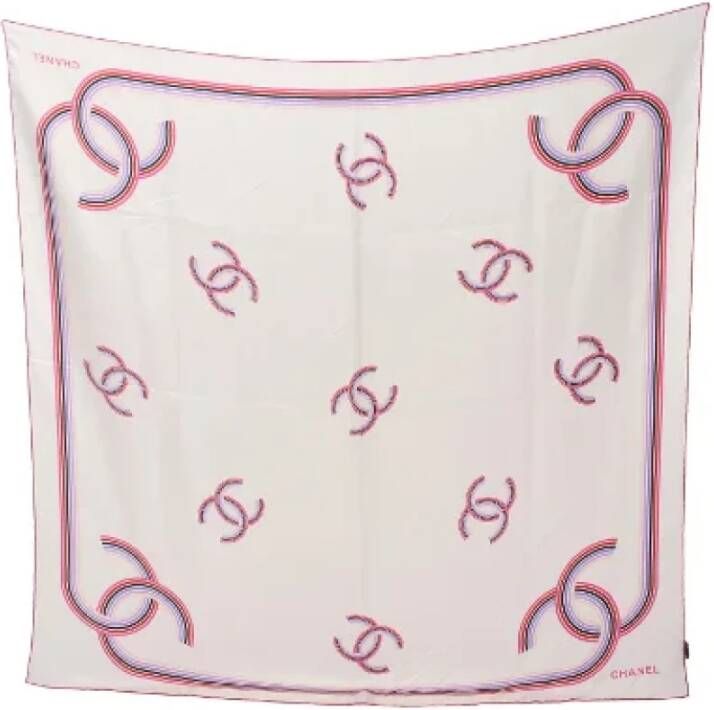 Chanel Vintage Pre-owned Silk scarves White Dames