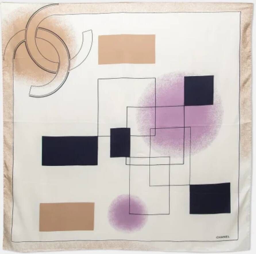 Chanel Vintage Pre-owned Silk scarves White Dames