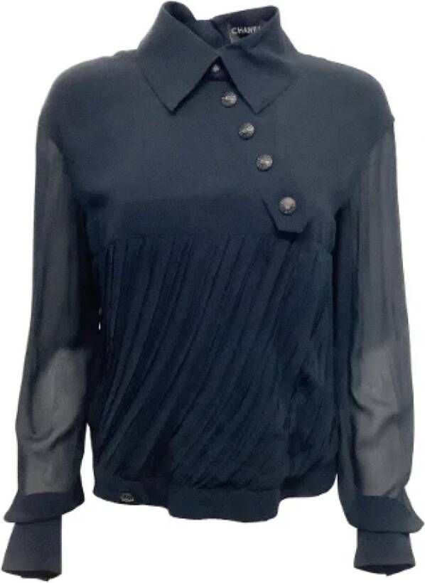 Chanel Vintage Pre-owned Silk tops Blauw Dames