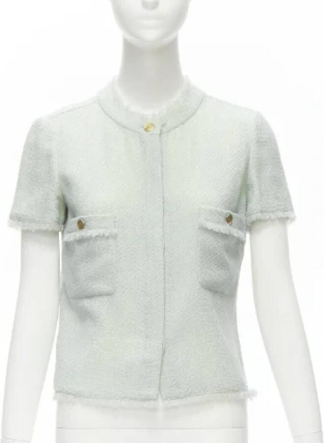 Chanel Vintage Pre-owned Wool outerwear Blauw Dames