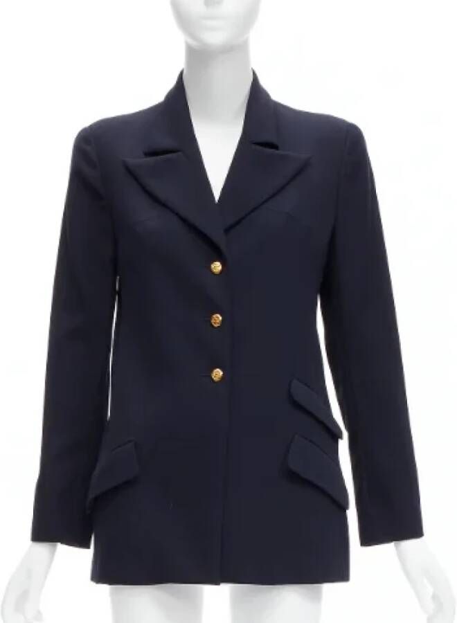 Chanel Vintage Pre-owned Wool outerwear Blue Dames
