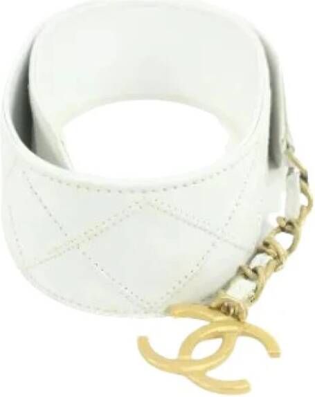 Chanel Vintage Riem Ongebruikt Gemaakt in Italië White Dames