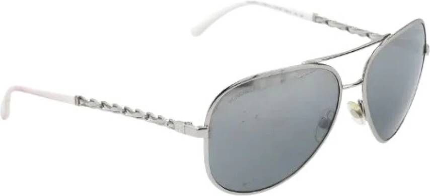 Chanel Vintage Stoffen Zonnebril Grijs Dames