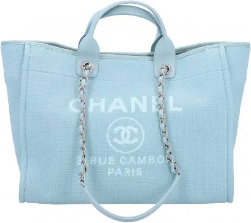 Chanel Vintage Tweedehands Blauwe Leren Chanel Shopper Blauw Dames