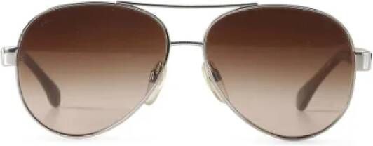 Chanel Vintage Tweedehands bruine metalen Aviator zonnebril Bruin Dames