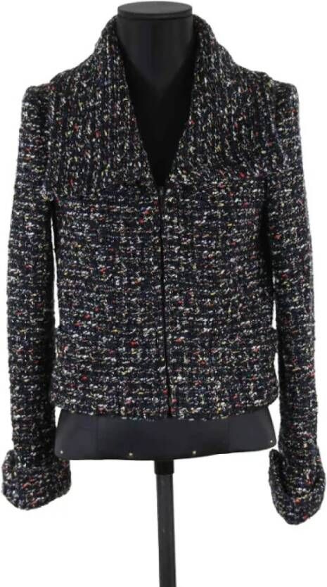 Chanel Vintage Tweedehands Chanel Tweed Jas Blauw Dames