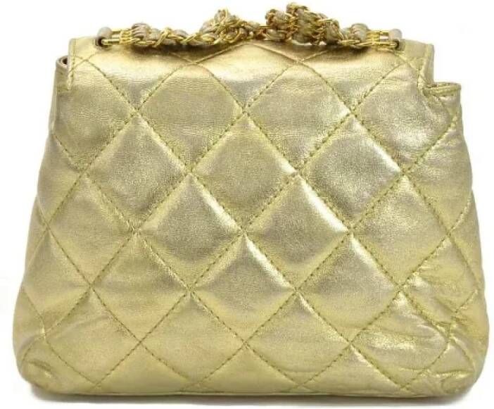 Chanel Vintage Tweedehands Gouden Leren Chanel Boston Tas Geel Dames