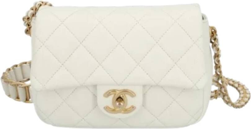Chanel Vintage Tweedehands Gouden Leren Chanel Flap Tas Yellow Dames