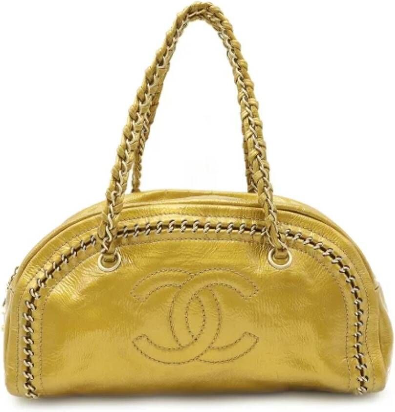 Chanel Vintage Tweedehands Gouden Leren Chanel Tas Yellow Dames