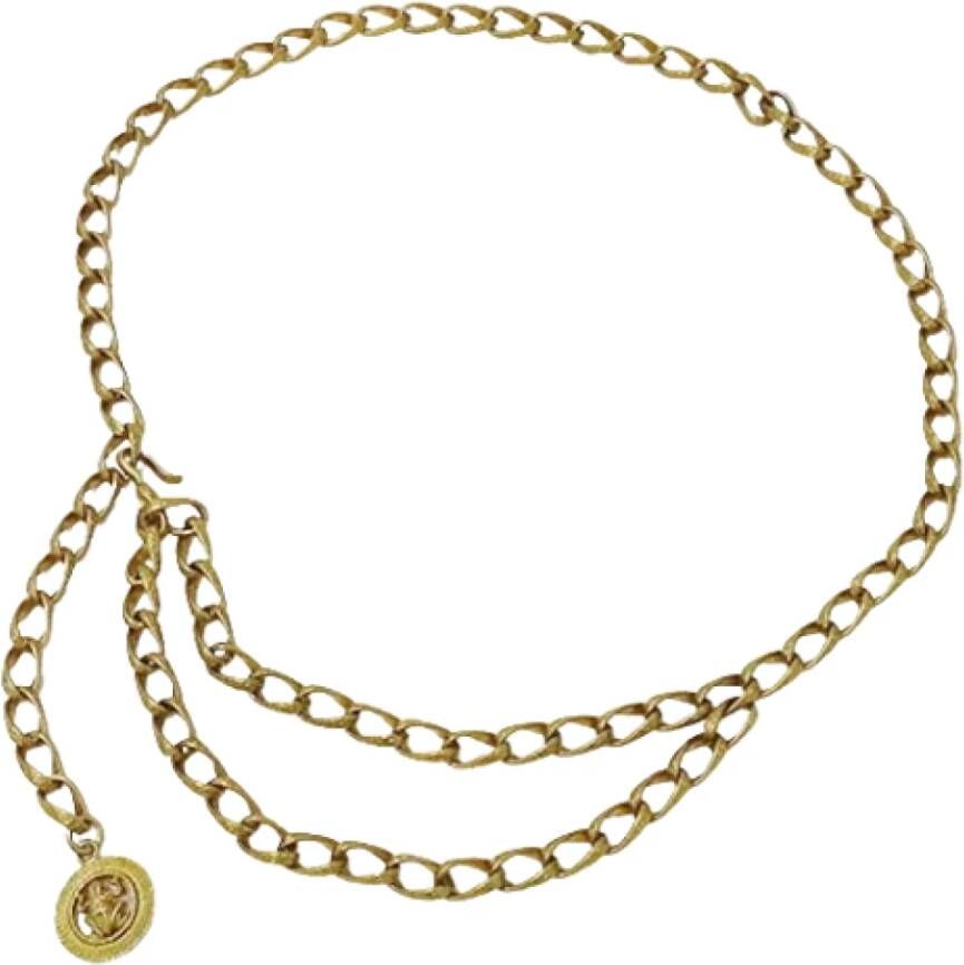 Chanel Vintage Tweedehands Gouden Metalen Medaillon Riem Yellow Dames
