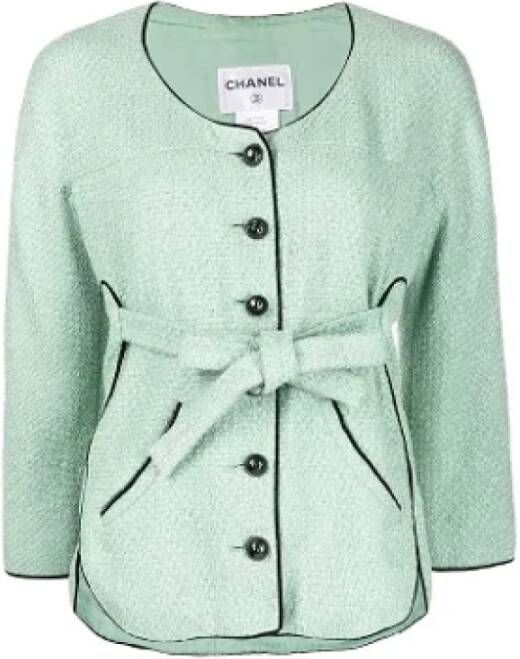Chanel Vintage Tweedehands Groene Chanel Jas Groen Dames