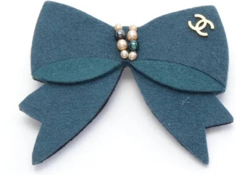 Chanel Vintage Tweedehands Groene Parel Chanel Broche Groen Dames