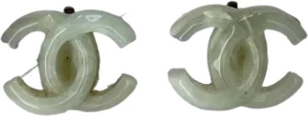 Chanel Vintage Tweedehands Groene Plastic Oorbellen Groen Dames