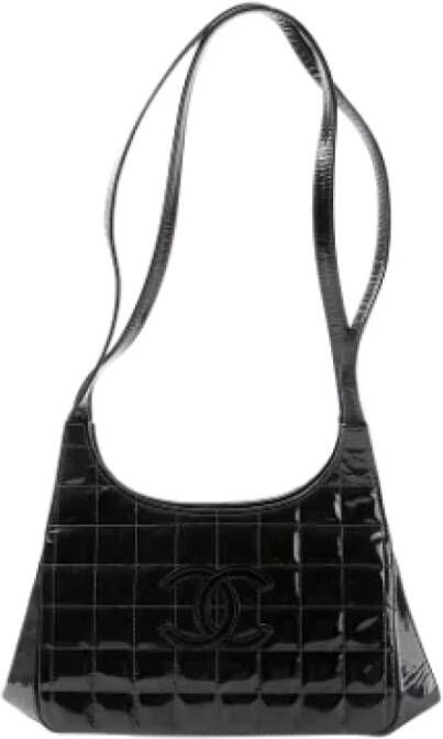 Chanel Vintage Tweedehands Lederen Chanel Tas Zwart Dames