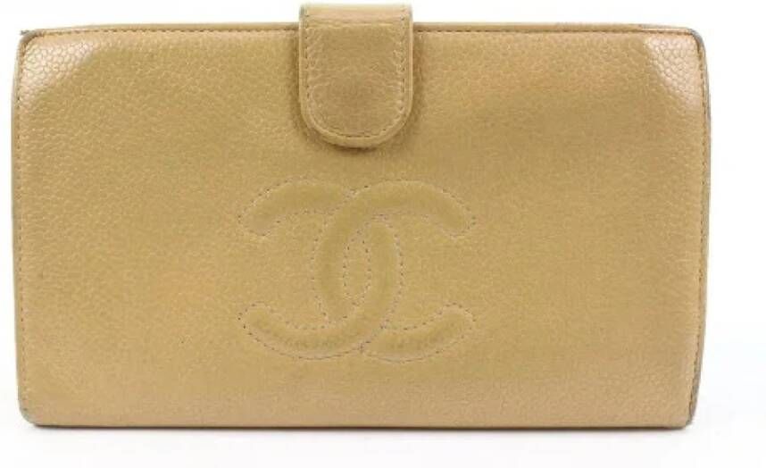 Chanel Vintage Tweedehands leren portemonnees Fair+ Stand Beige Dames