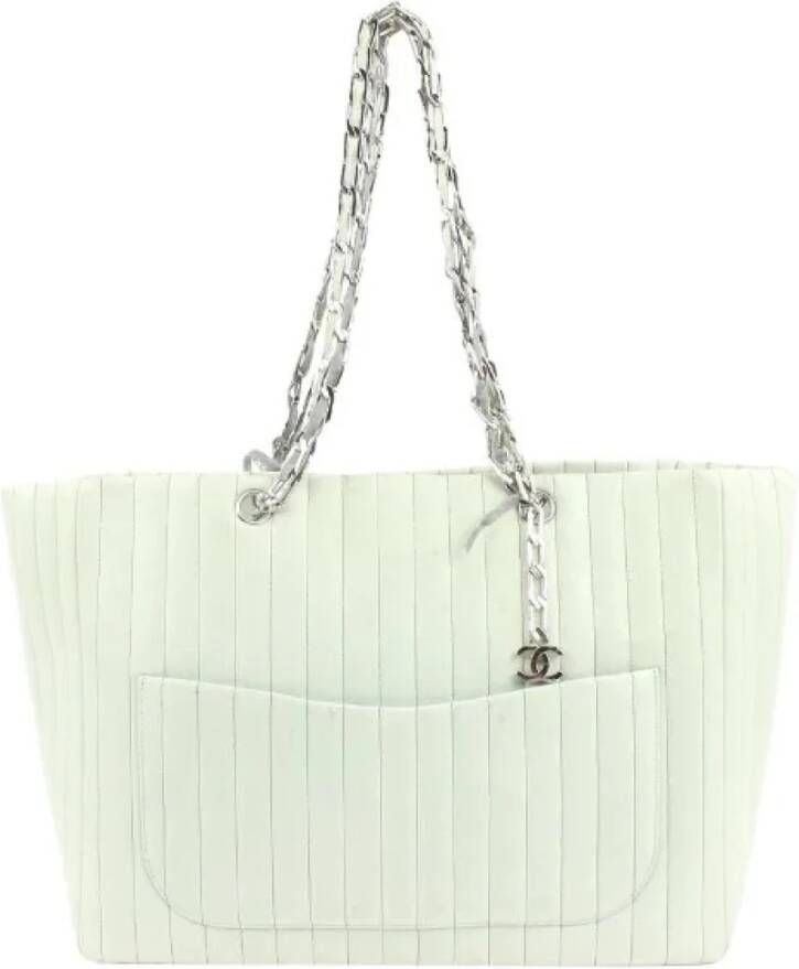 Chanel Vintage Tweedehands Leren Schoudertas White Unisex
