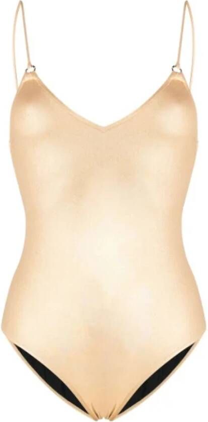 Chanel Vintage Tweedehands Metallic V-Hals Badpak Yellow Dames