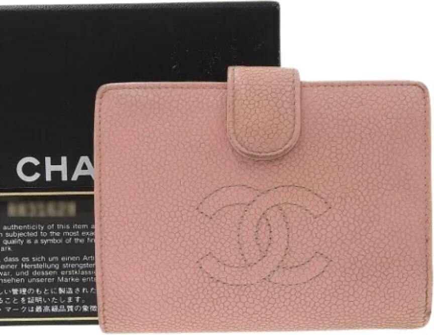 Chanel Vintage Tweedehands Roze Leren Chanel Portemonnee Pink Dames