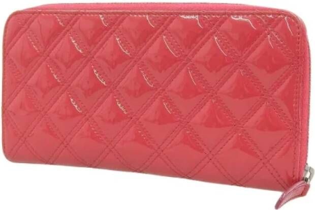 Chanel Vintage Tweedehands Roze Leren Chanel Portemonnee Roze Dames