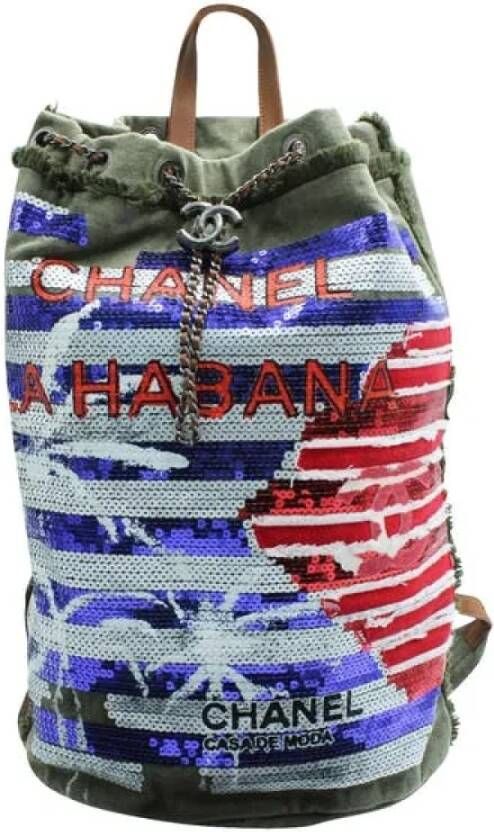 Chanel Vintage Tweedehands rugzak Groen Dames