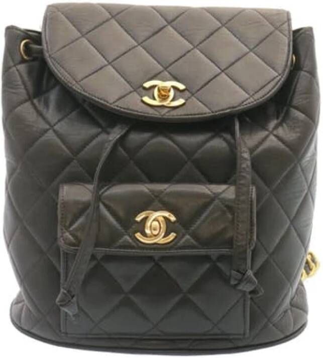 Chanel Vintage Tweedehands rugzak Zwart Dames
