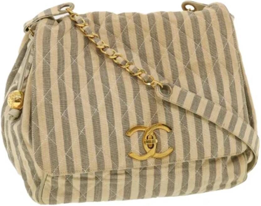 Chanel Vintage Tweedehands schoudertas Beige Dames
