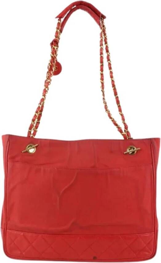 Chanel Vintage Tweedehands Schoudertas Rood Dames