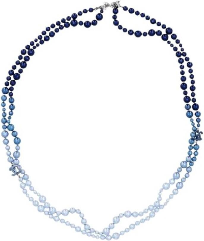 Chanel Vintage Tweedehands Stoffen Chanel Sieraden Ketting 2018 Collectie Blauw Dames