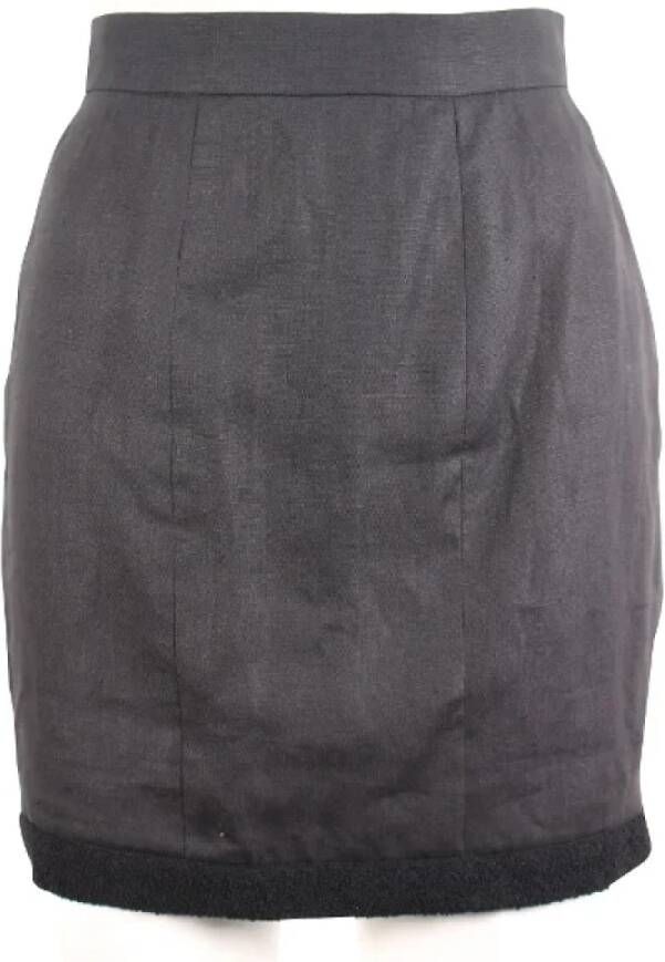 Chanel Vintage Tweedehands Tweed Hooggetailleerde Tulpenrok Zwart Dames
