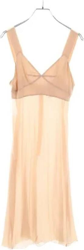 Chanel Vintage Tweedehands Zijden Jurken Enkel Stuk Beige Dames