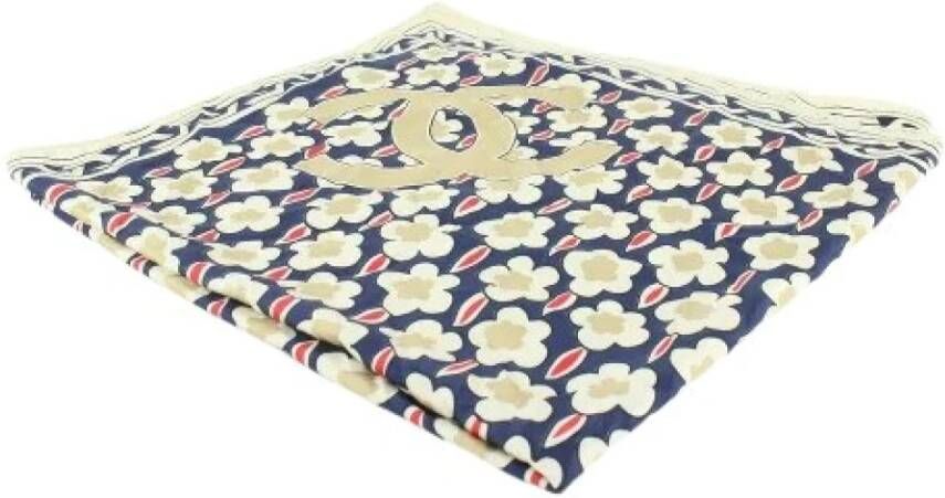Chanel Vintage Tweedehands Zijden Sjaals Goede Staat Blauw Dames